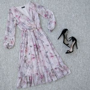 Free People like Floral Boho Pink Midi Dress L